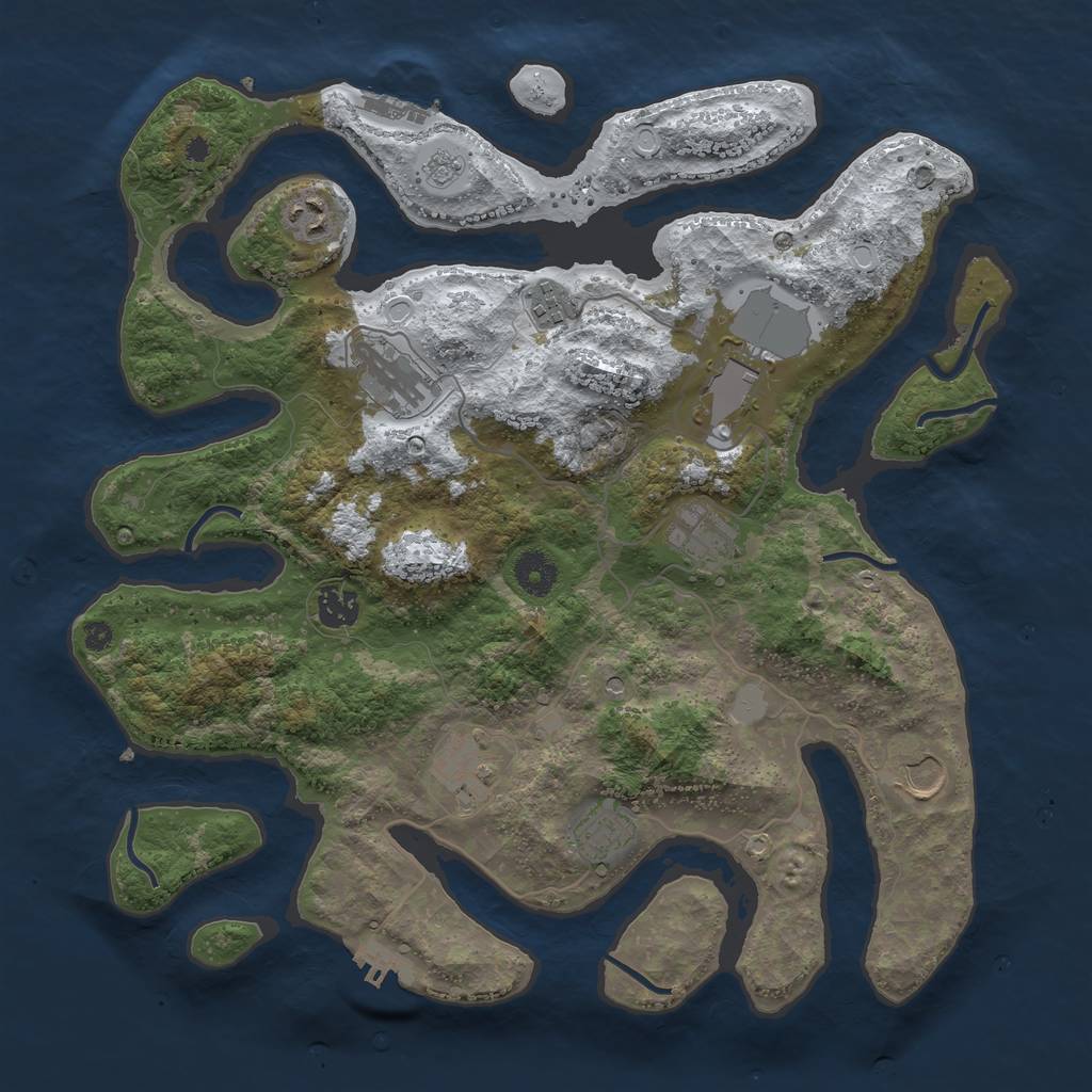Rust Map: Procedural Map, Size: 3800, Seed: 3373845, 18 Monuments