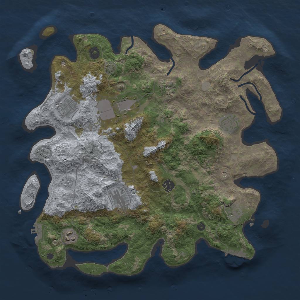 Rust Map: Procedural Map, Size: 3800, Seed: 3040067, 17 Monuments