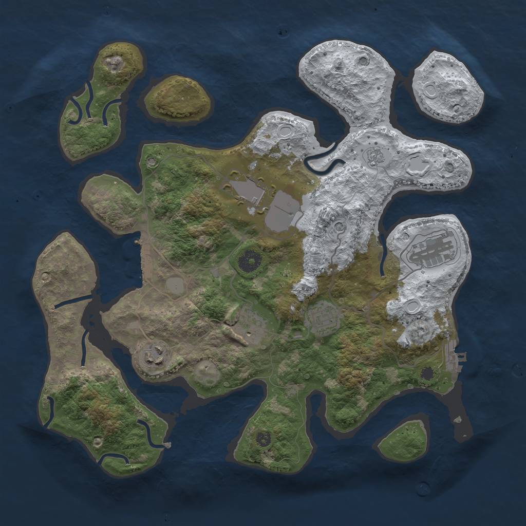 Rust Map: Procedural Map, Size: 3500, Seed: 4115599, 14 Monuments