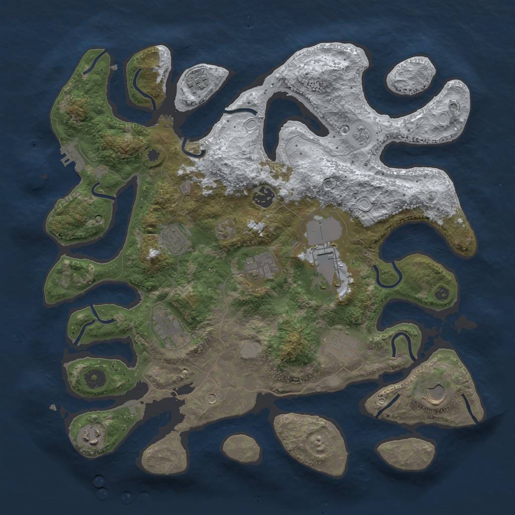 Rust Map: Procedural Map, Size: 3800, Seed: 5466235, 17 Monuments
