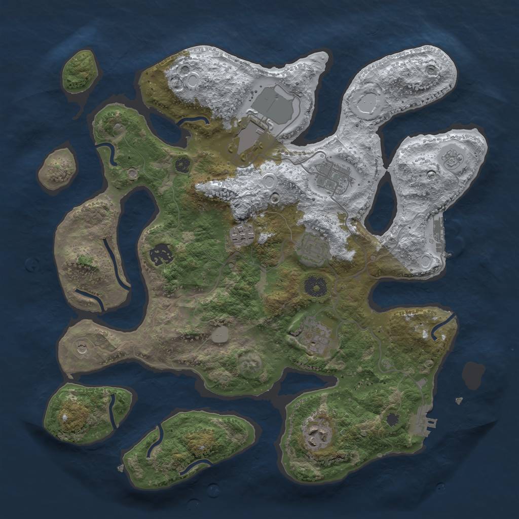 Rust Map: Procedural Map, Size: 3500, Seed: 5558342, 16 Monuments