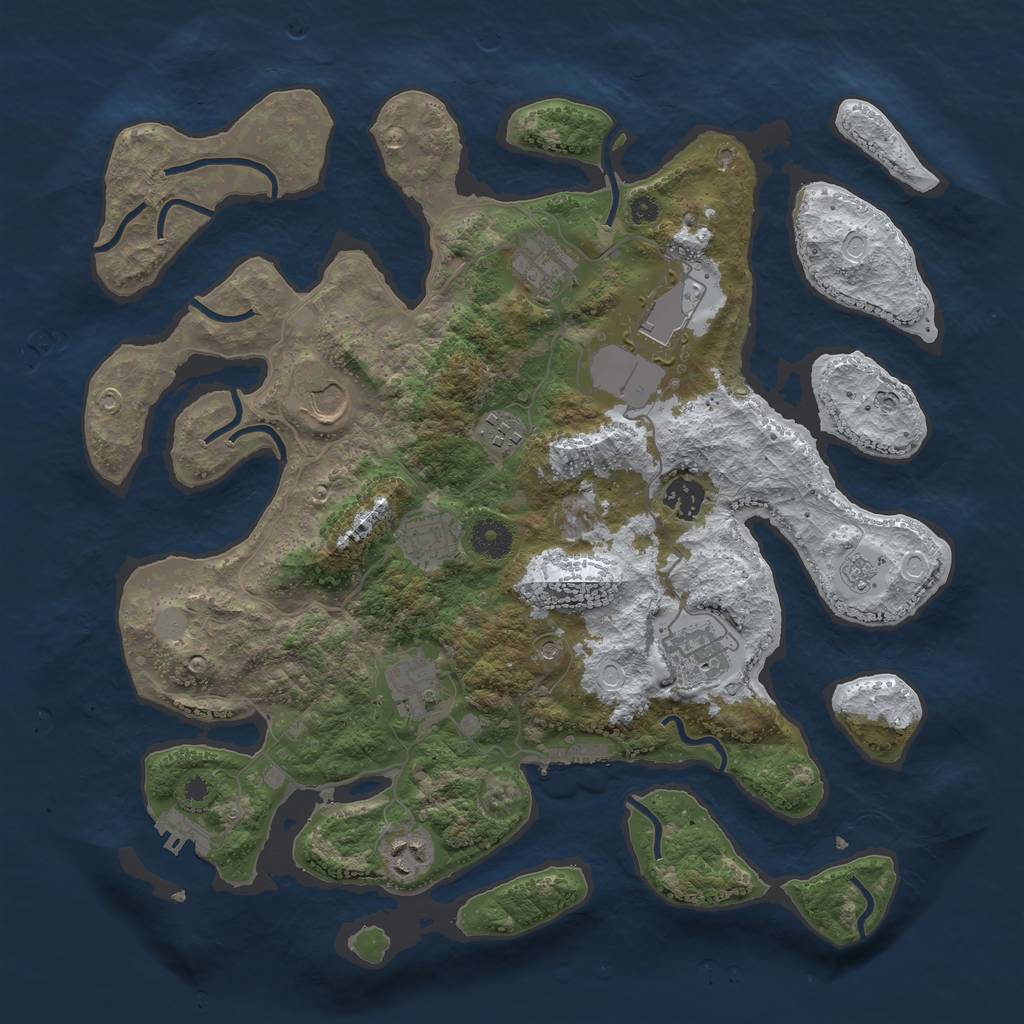 Rust Map: Procedural Map, Size: 3800, Seed: 3981945, 18 Monuments