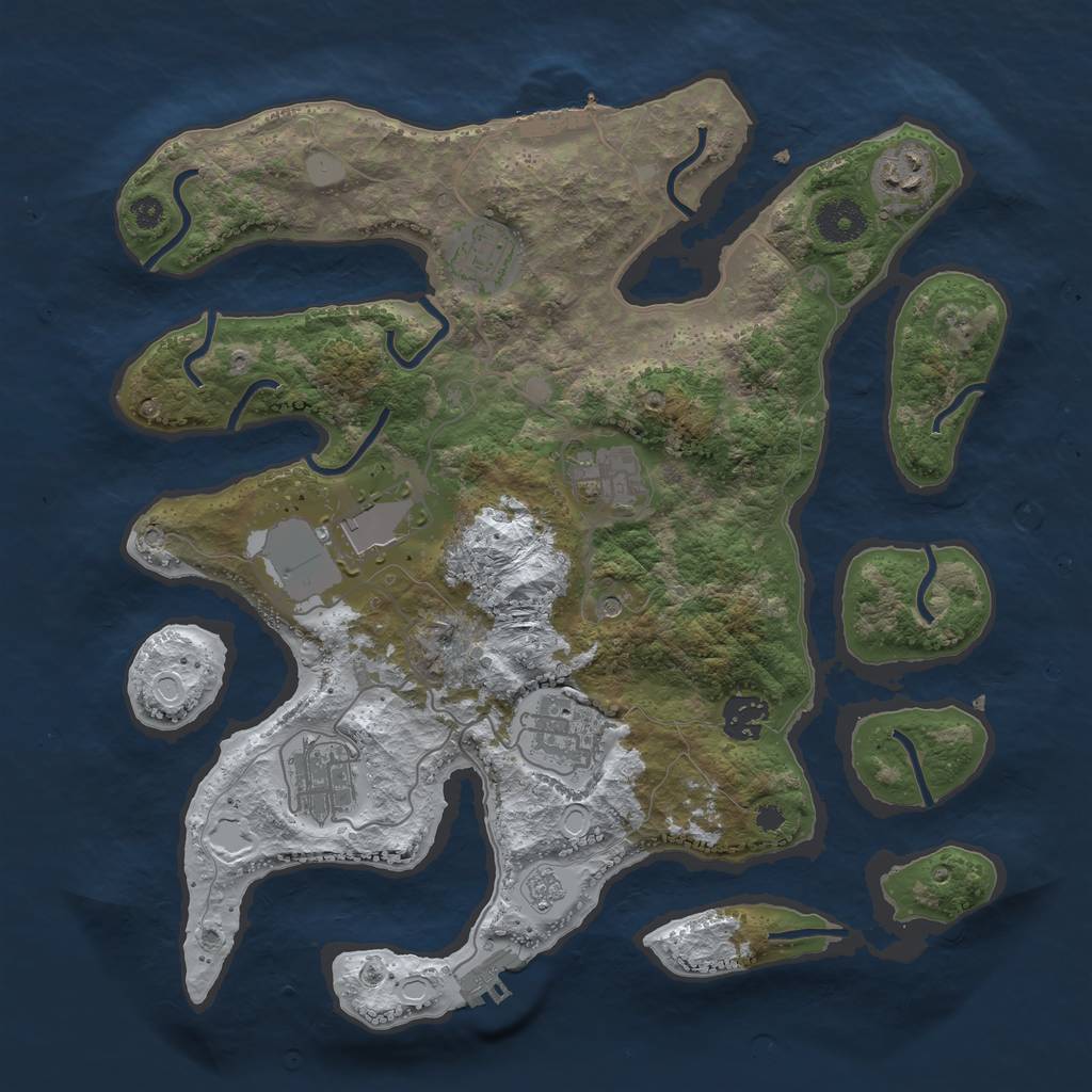 Rust Map: Procedural Map, Size: 3500, Seed: 4841366, 16 Monuments