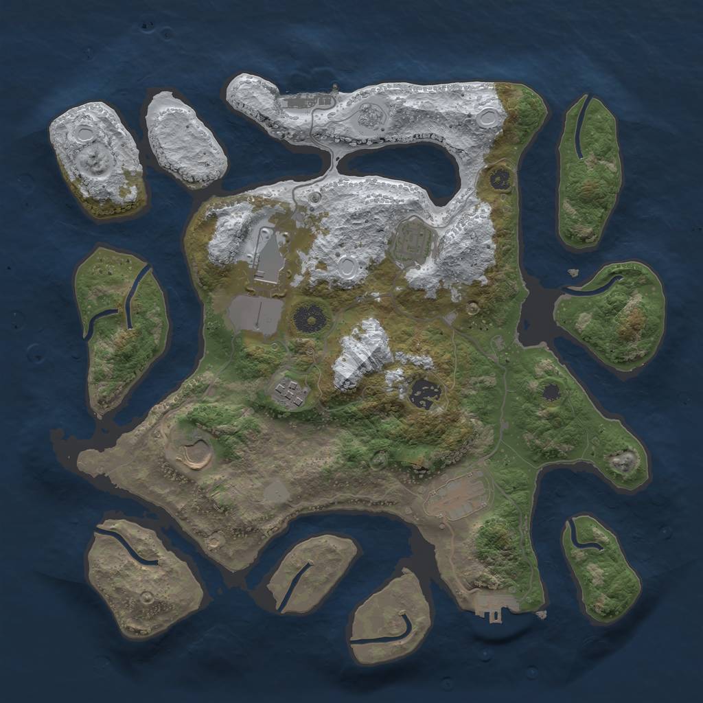 Rust Map: Procedural Map, Size: 3500, Seed: 896013, 14 Monuments
