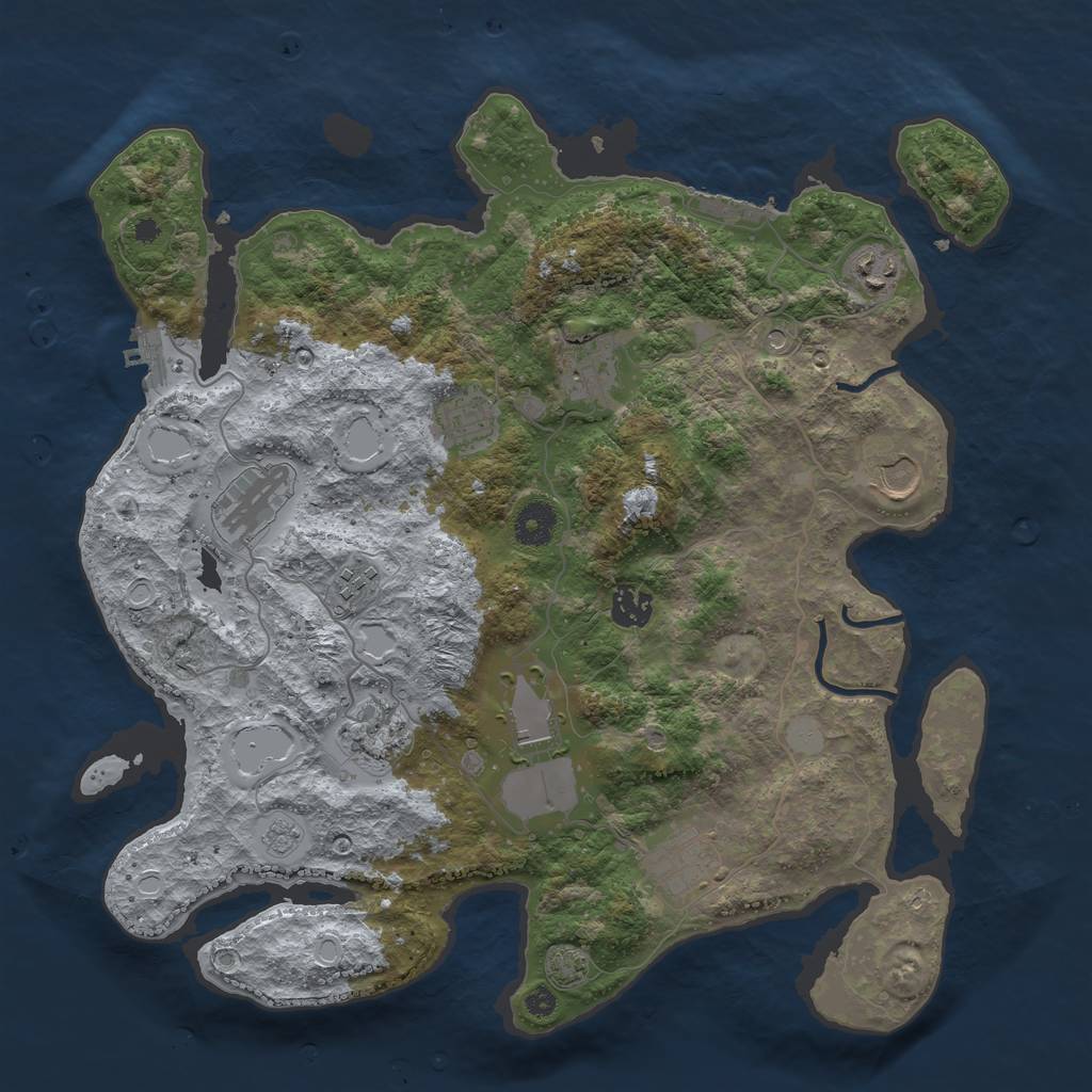 Rust Map: Procedural Map, Size: 3800, Seed: 1322376, 18 Monuments