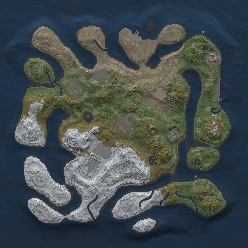 Rust Map: Procedural Map, Size: 3700, Seed: 1524437, 16 Monuments