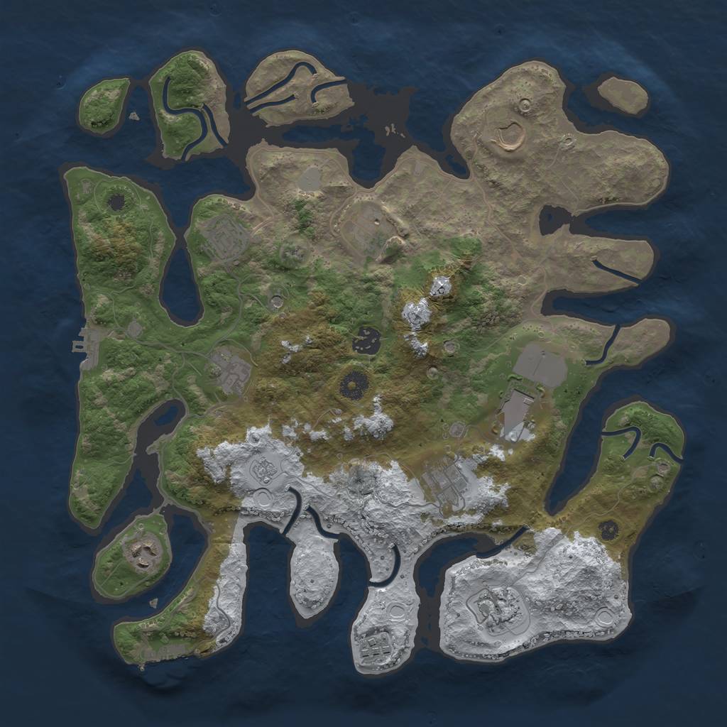 Rust Map: Procedural Map, Size: 3800, Seed: 5289131, 19 Monuments