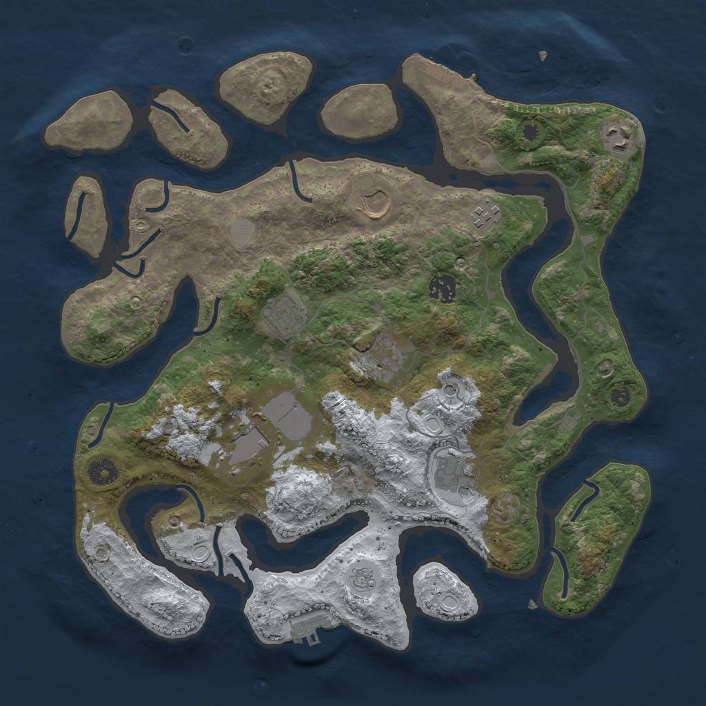 Rust Map: Procedural Map, Size: 3700, Seed: 1080357, 17 Monuments