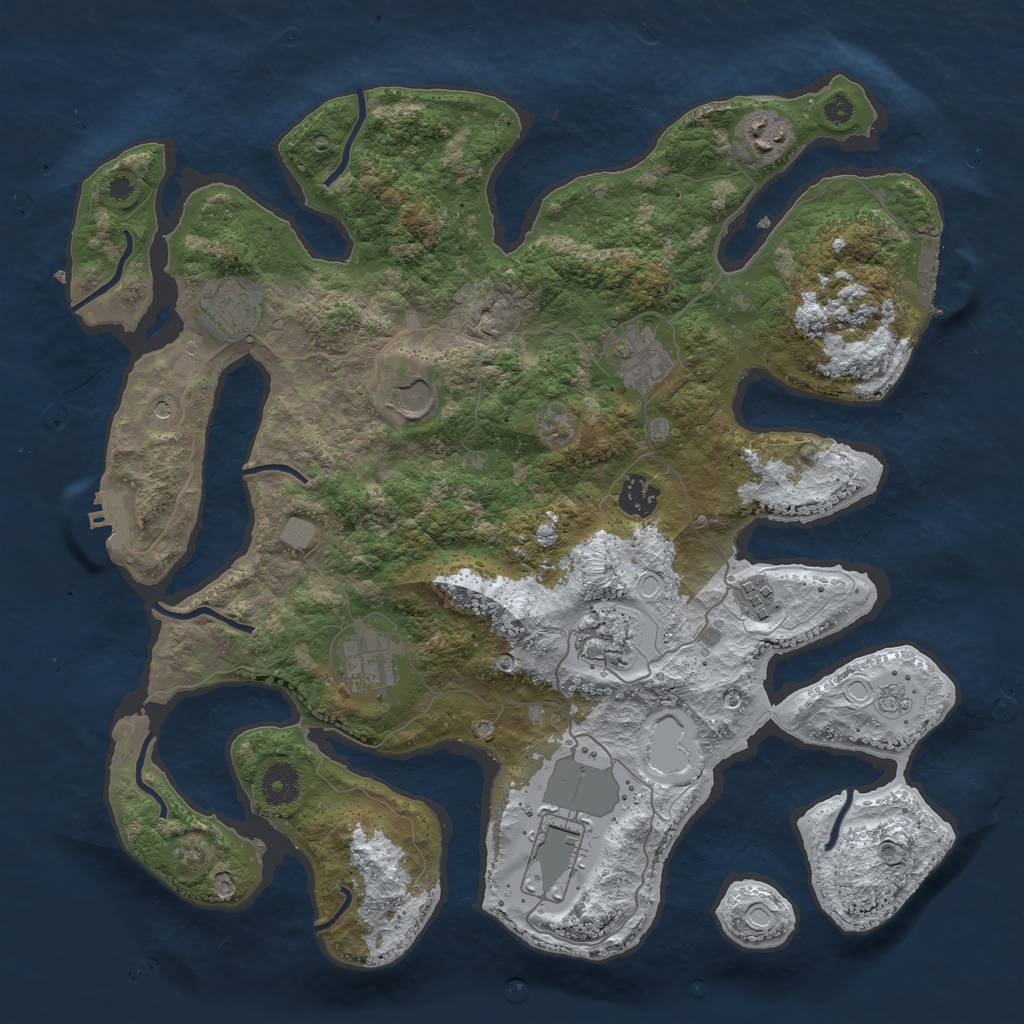 Rust Map: Procedural Map, Size: 3800, Seed: 5582455, 18 Monuments