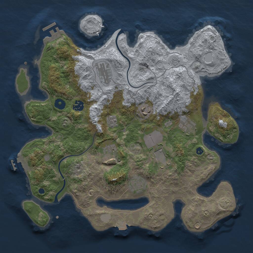 Rust Map: Procedural Map, Size: 3500, Seed: 3623997, 14 Monuments