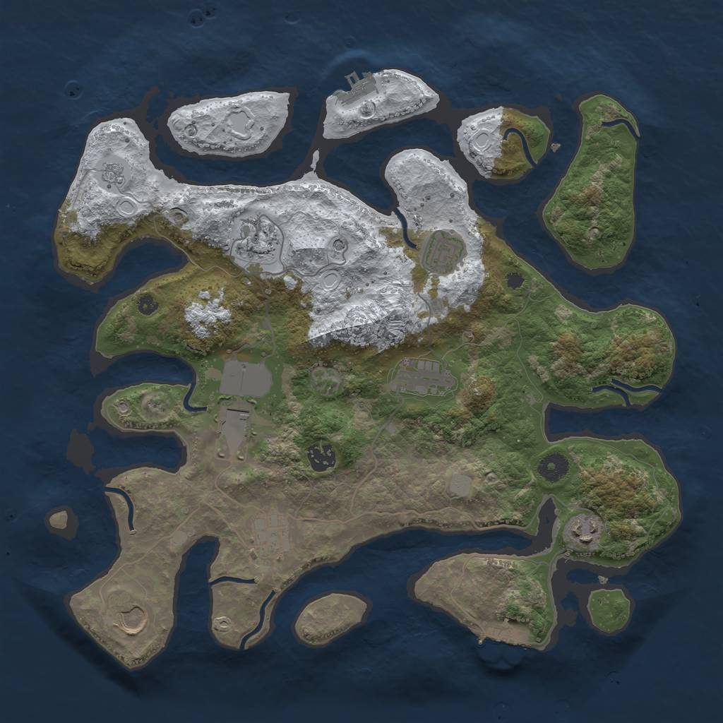 Rust Map: Procedural Map, Size: 3800, Seed: 2901347, 17 Monuments