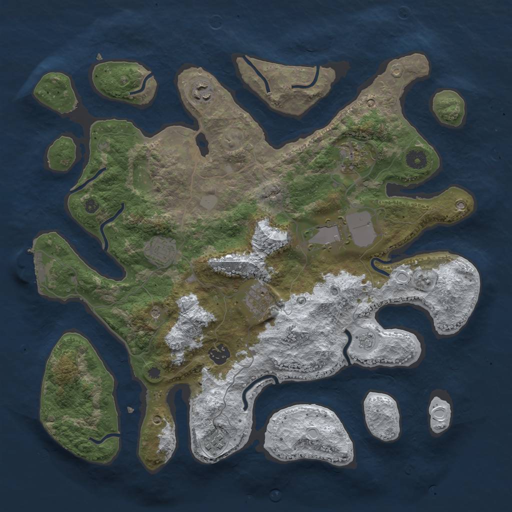 Rust Map: Procedural Map, Size: 3800, Seed: 5928123, 15 Monuments