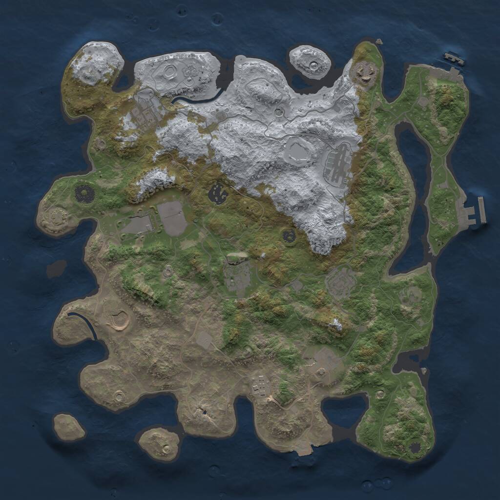 Rust Map: Procedural Map, Size: 3800, Seed: 47755, 16 Monuments