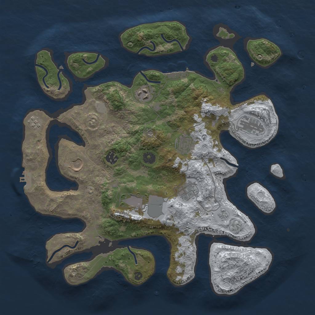 Rust Map: Procedural Map, Size: 3800, Seed: 3070243, 17 Monuments