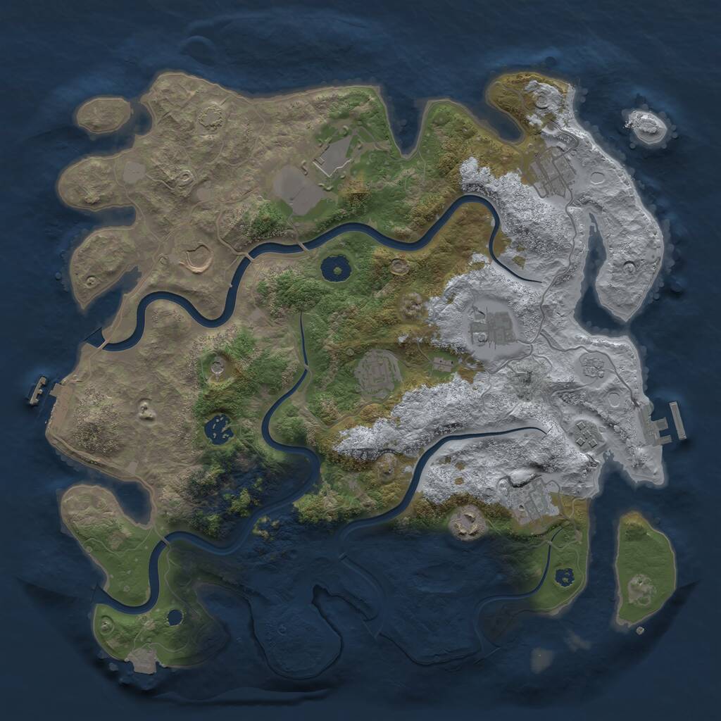 Rust Map: Procedural Map, Size: 3800, Seed: 5135619, 15 Monuments