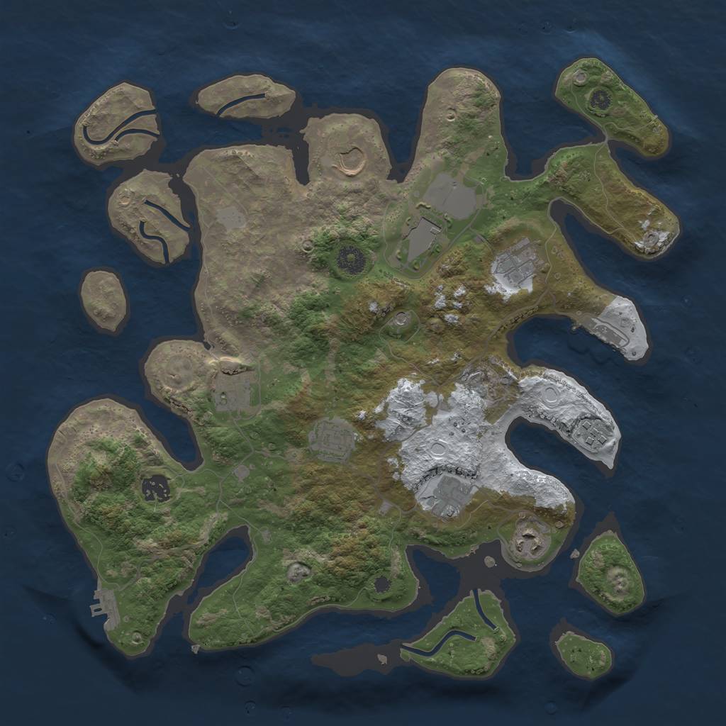 Rust Map: Procedural Map, Size: 3800, Seed: 1096166, 17 Monuments