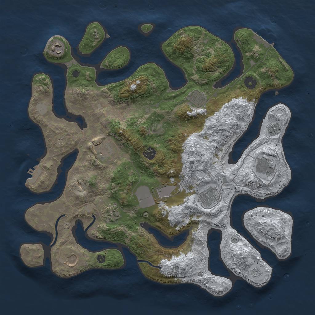 Rust Map: Procedural Map, Size: 3800, Seed: 658322, 19 Monuments