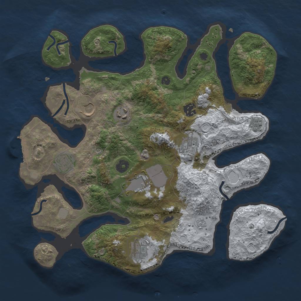 Rust Map: Procedural Map, Size: 3500, Seed: 6274072, 16 Monuments