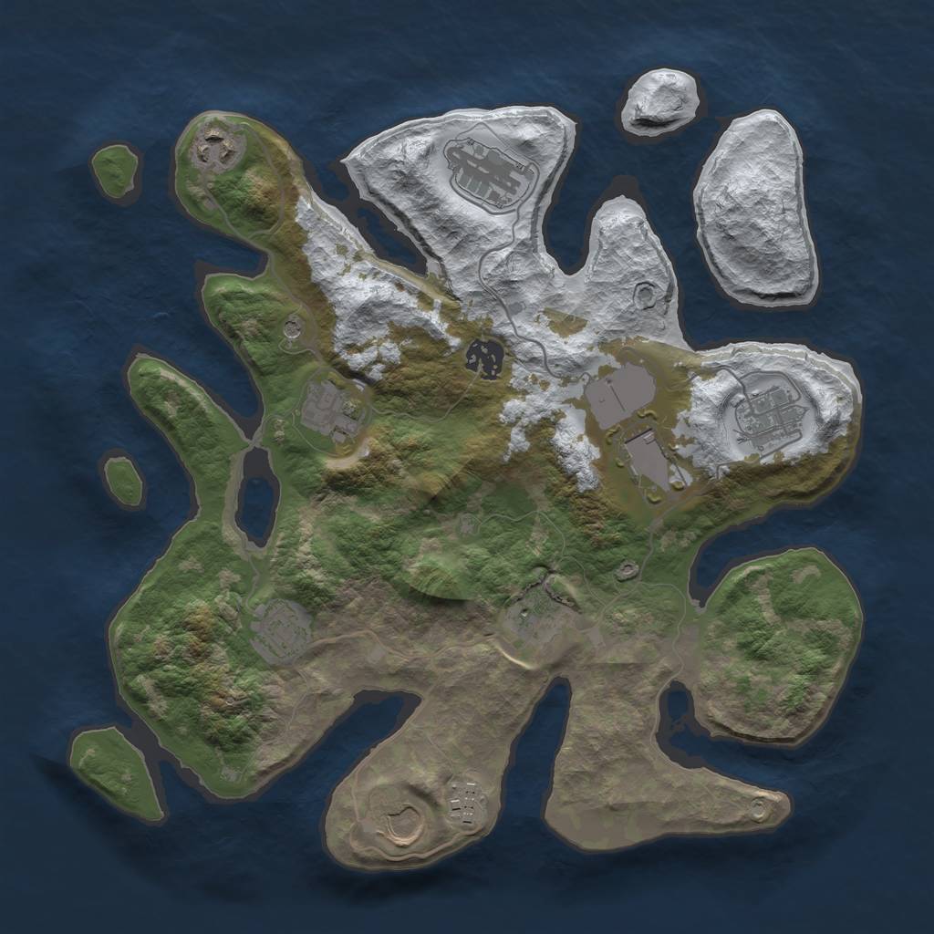 Rust Map: Barren, Size: 3500, Seed: 1015188288, 13 Monuments