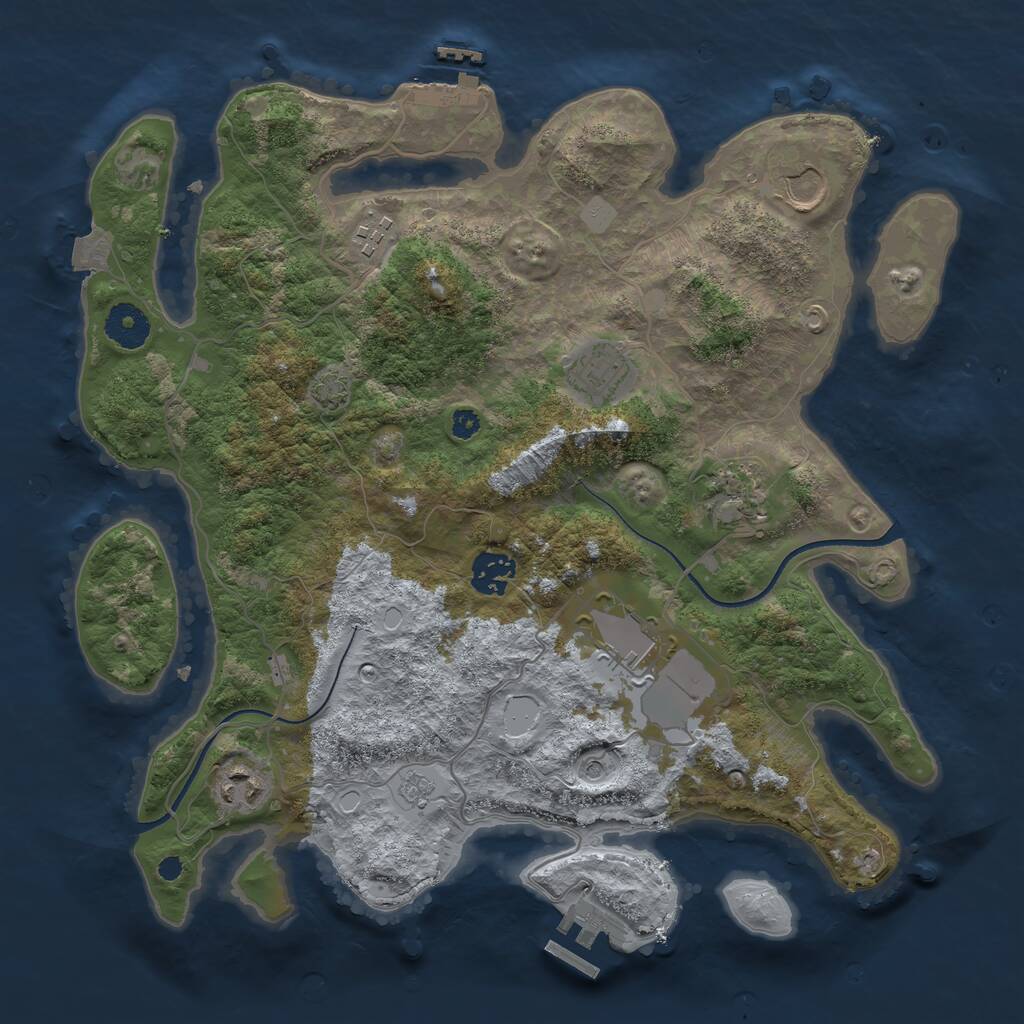 Rust Map: Procedural Map, Size: 3500, Seed: 1732390, 13 Monuments
