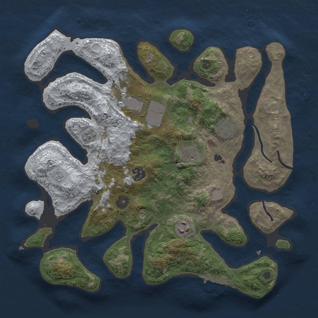 Rust Map: Procedural Map, Size: 3500, Seed: 1115127, 14 Monuments