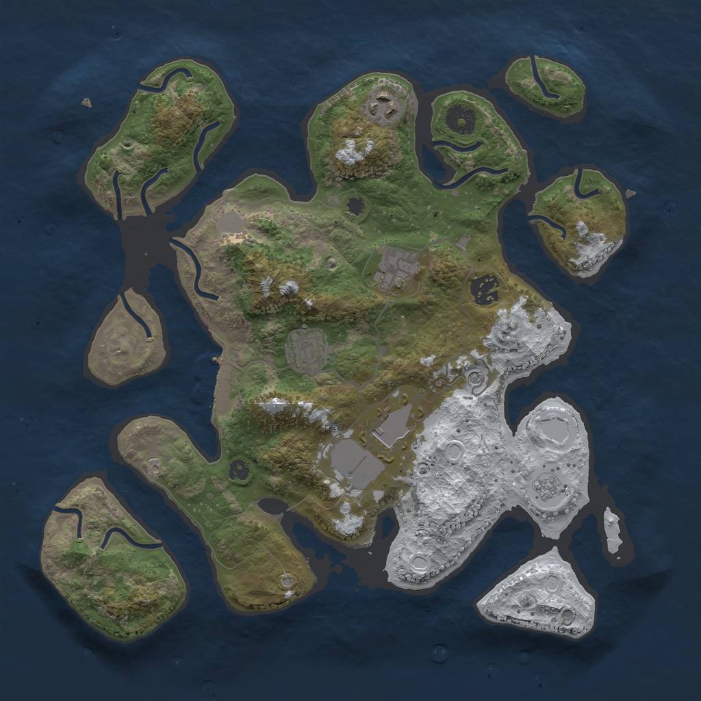 Rust Map: Procedural Map, Size: 3500, Seed: 1362764, 13 Monuments