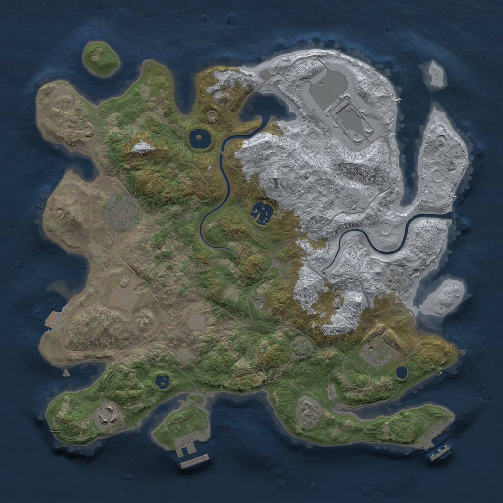 Rust Map: Procedural Map, Size: 3500, Seed: 5247842, 13 Monuments