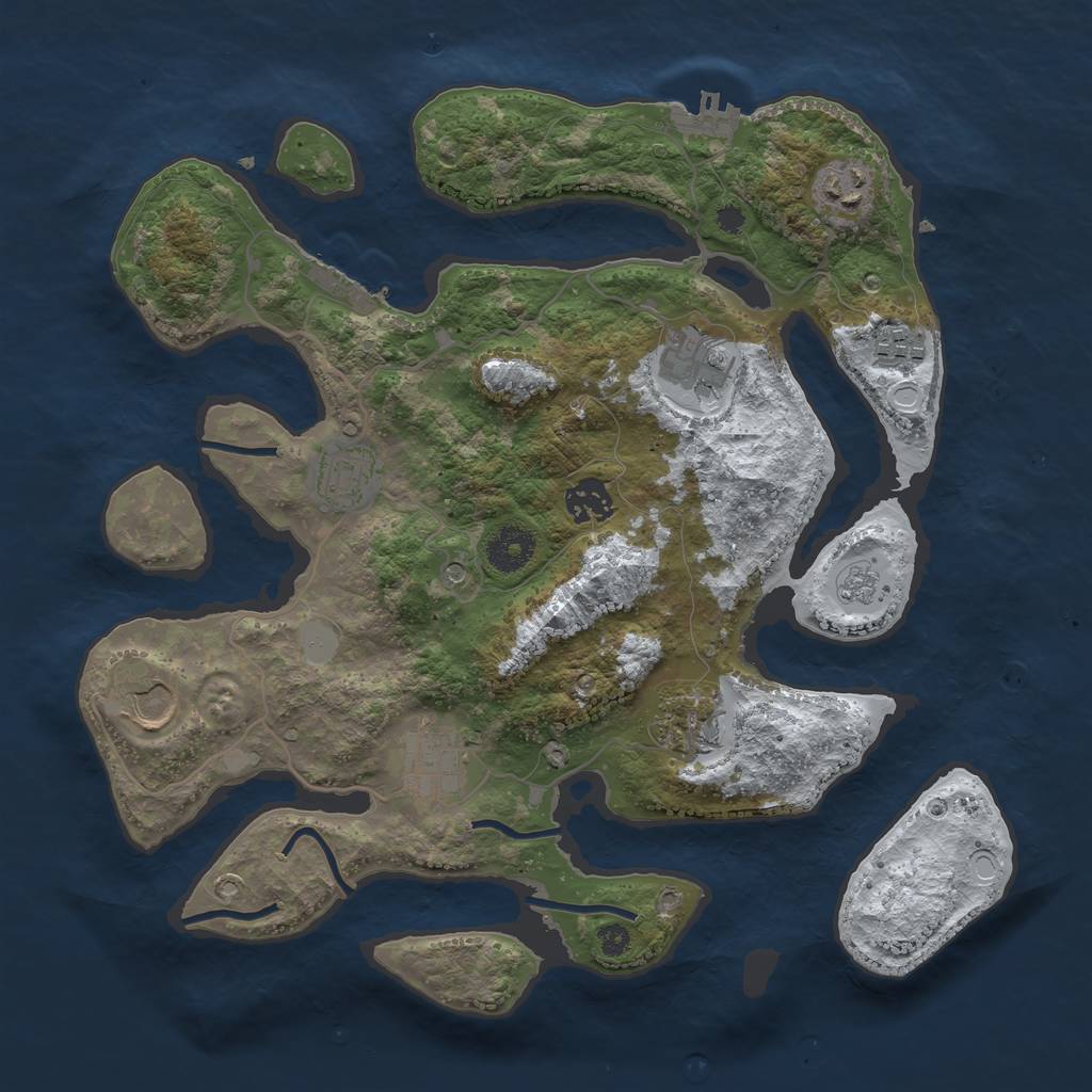 Rust Map: Procedural Map, Size: 3500, Seed: 4870701, 17 Monuments