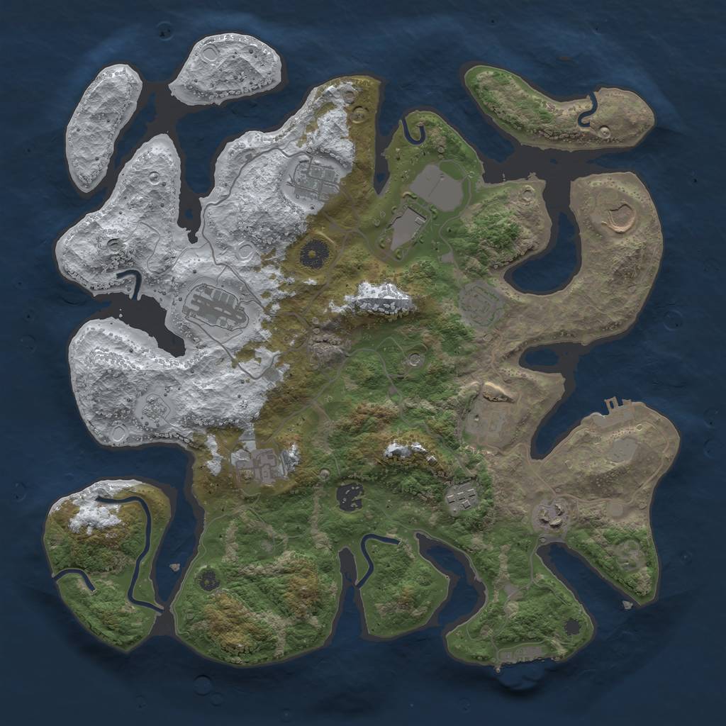 Rust Map: Procedural Map, Size: 3800, Seed: 6062321, 19 Monuments