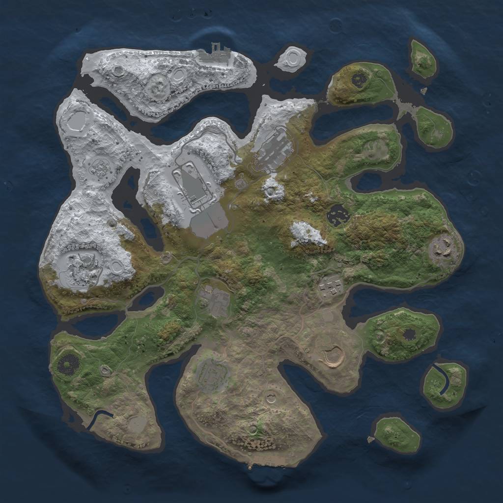 Rust Map: Procedural Map, Size: 3500, Seed: 730647, 18 Monuments