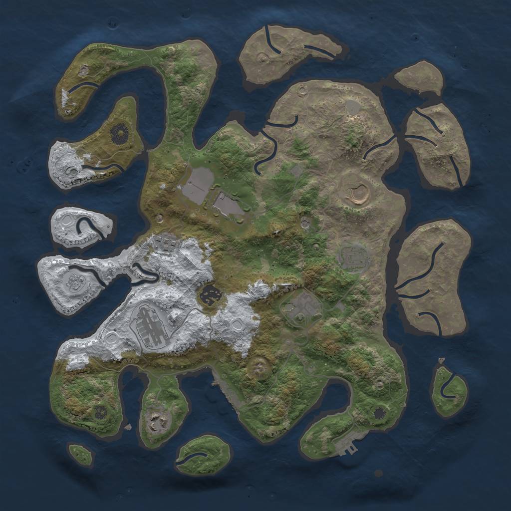 Rust Map: Procedural Map, Size: 3800, Seed: 2390013, 17 Monuments