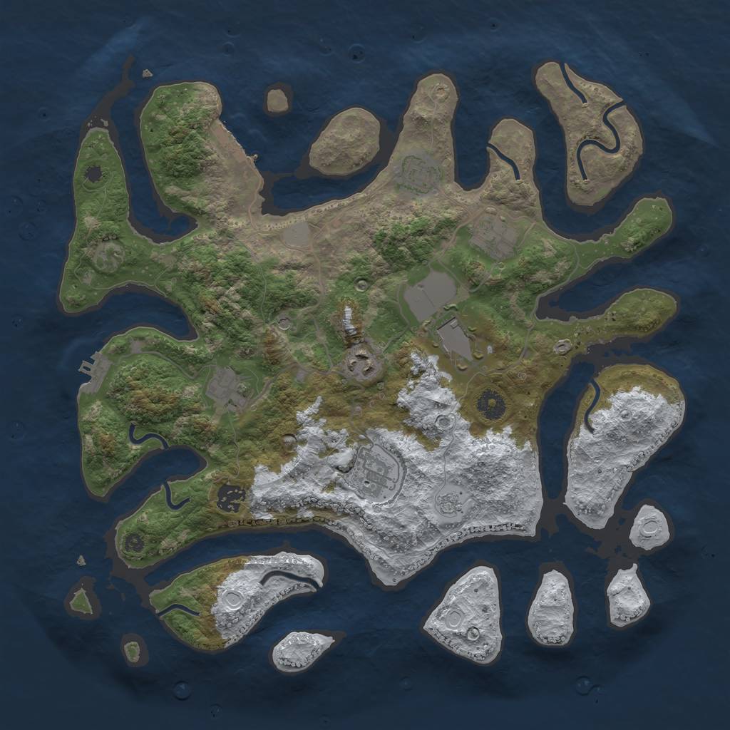 Rust Map: Procedural Map, Size: 3800, Seed: 1362661, 16 Monuments