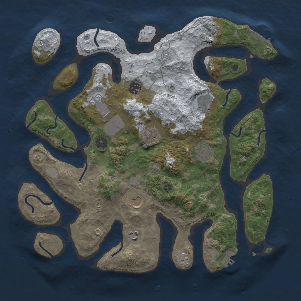 Rust Map: Procedural Map, Size: 3800, Seed: 5599425, 17 Monuments