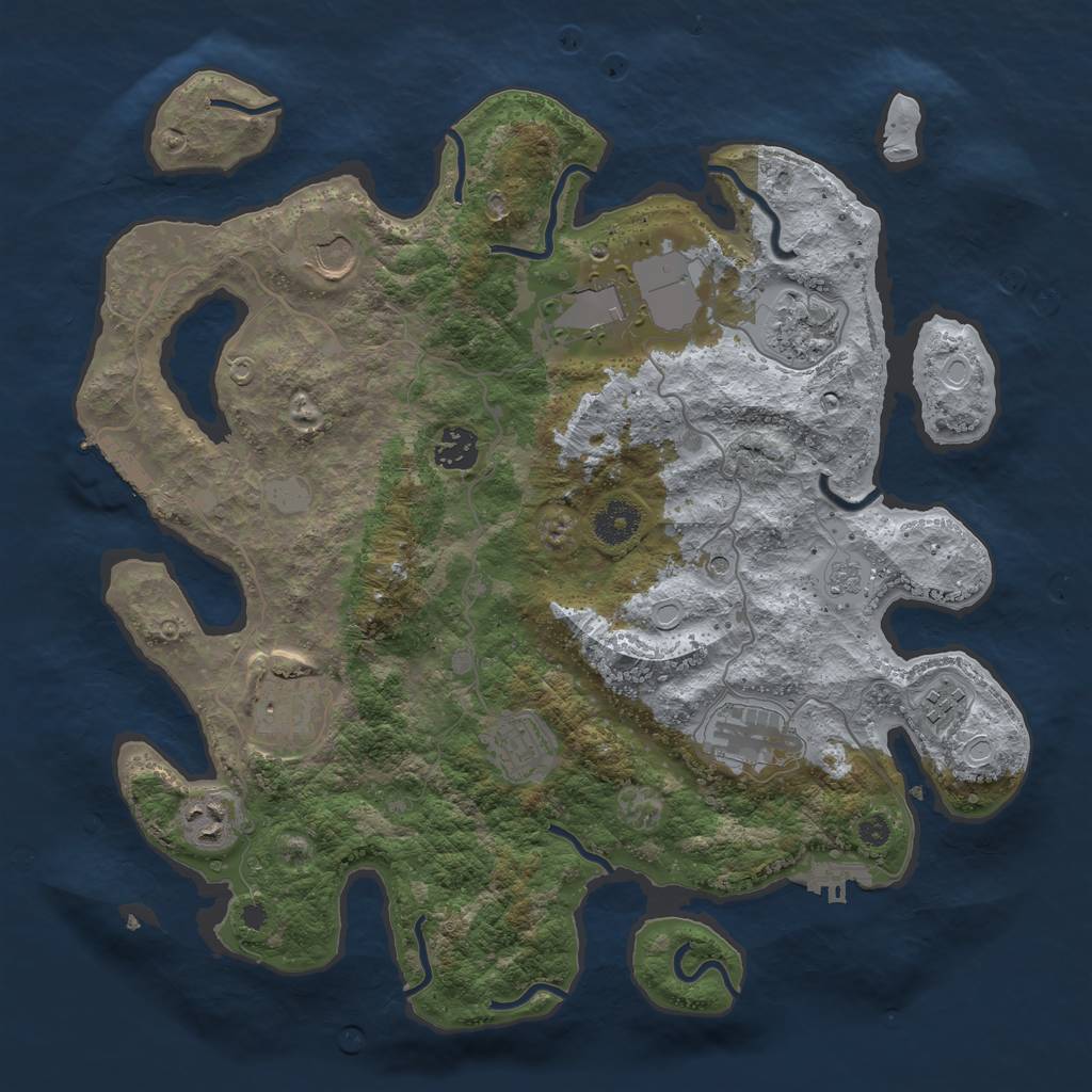 Rust Map: Procedural Map, Size: 3700, Seed: 3369699, 16 Monuments