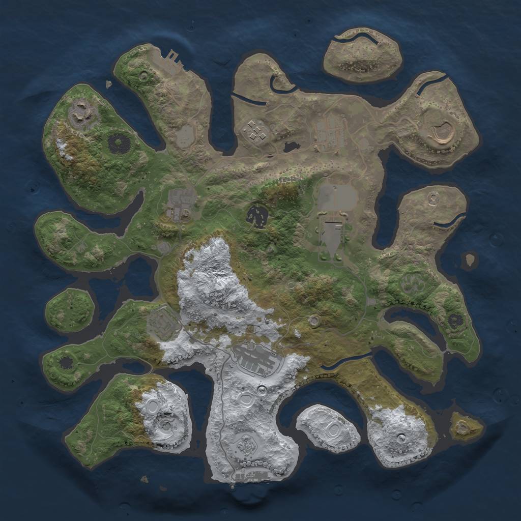 Rust Map: Procedural Map, Size: 3500, Seed: 1845639, 18 Monuments