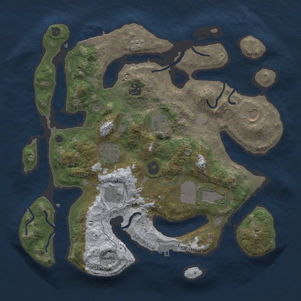 Rust Map: Procedural Map, Size: 3500, Seed: 3729718, 15 Monuments