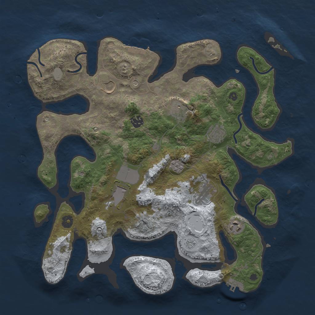 Rust Map: Procedural Map, Size: 3800, Seed: 6047779, 17 Monuments