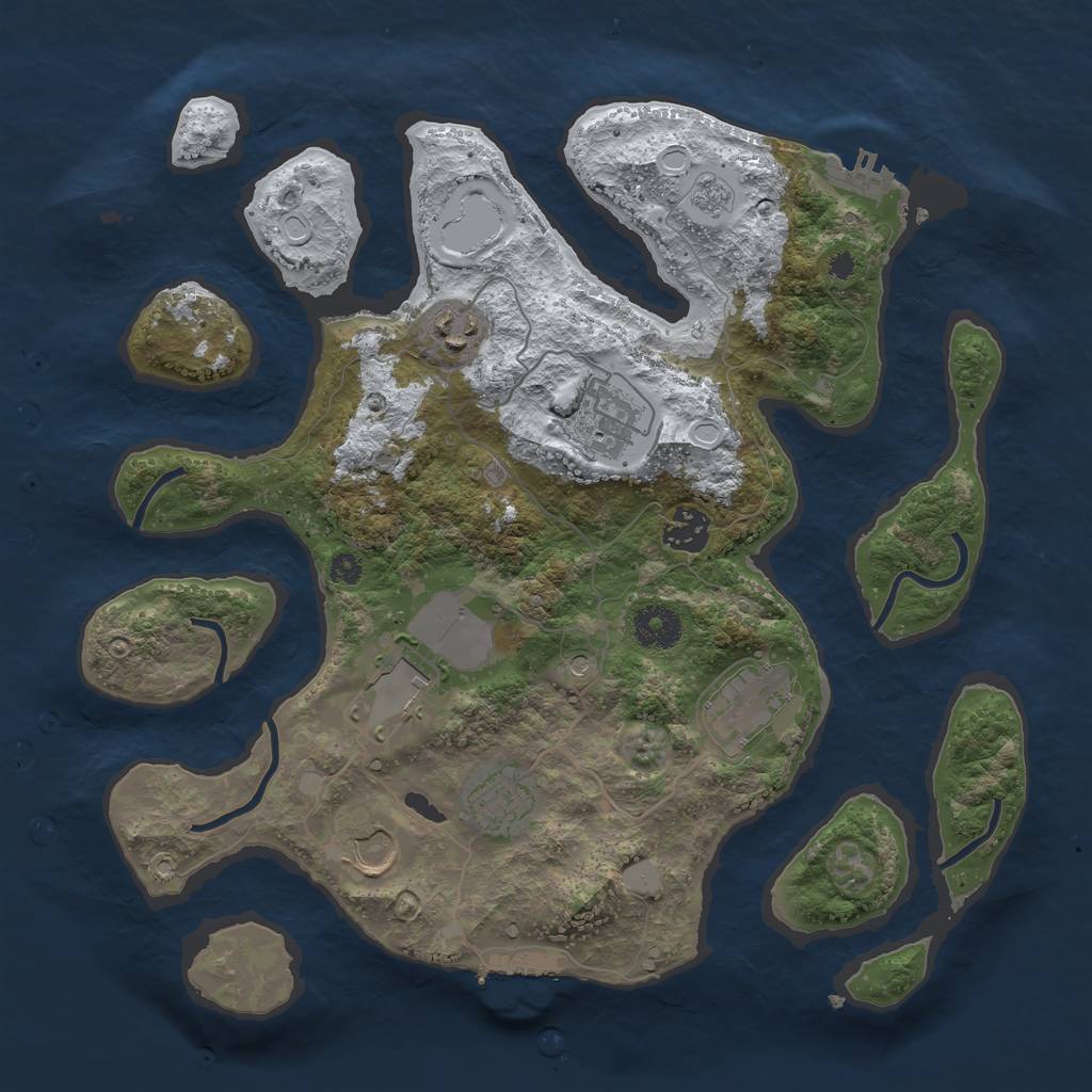 Rust Map: Procedural Map, Size: 3500, Seed: 2644152, 16 Monuments