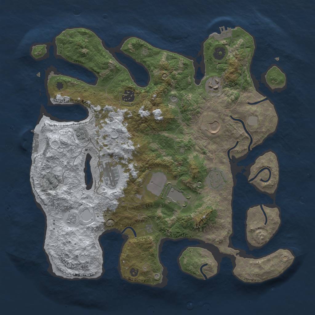 Rust Map: Procedural Map, Size: 3700, Seed: 2583960, 16 Monuments