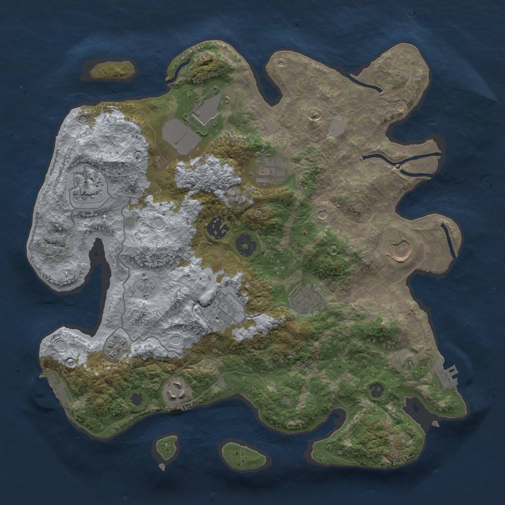 Rust Map: Procedural Map, Size: 3500, Seed: 4095631, 16 Monuments