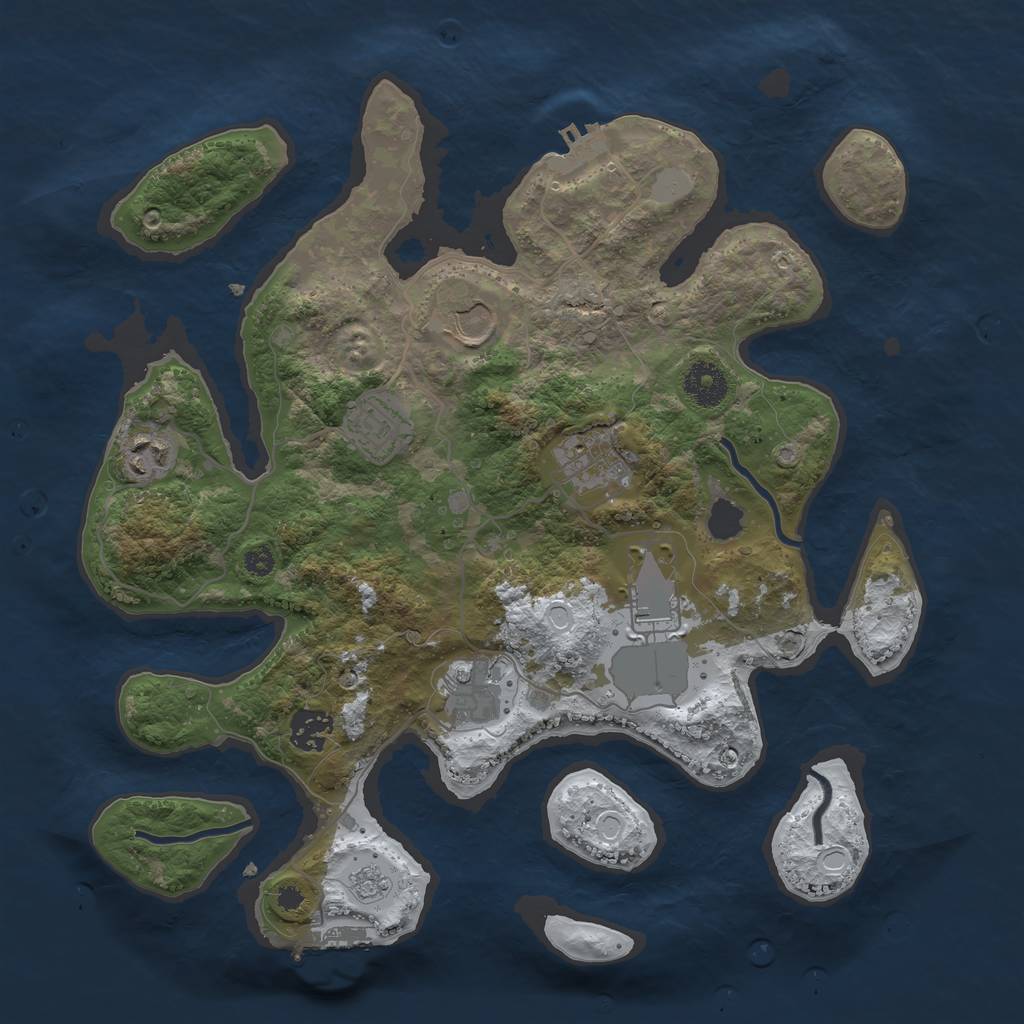 Rust Map: Procedural Map, Size: 3500, Seed: 343533, 15 Monuments