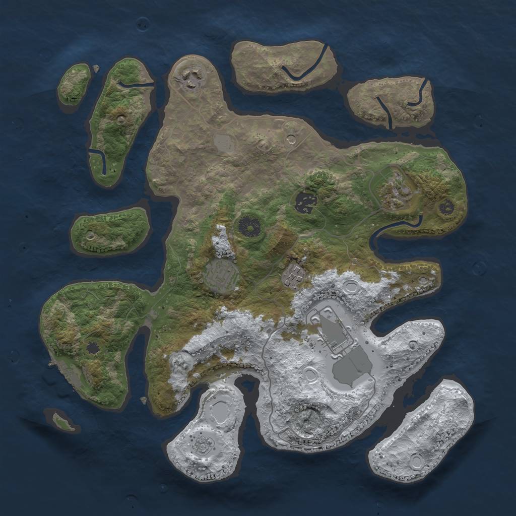 Rust Map: Procedural Map, Size: 3500, Seed: 4295038, 14 Monuments