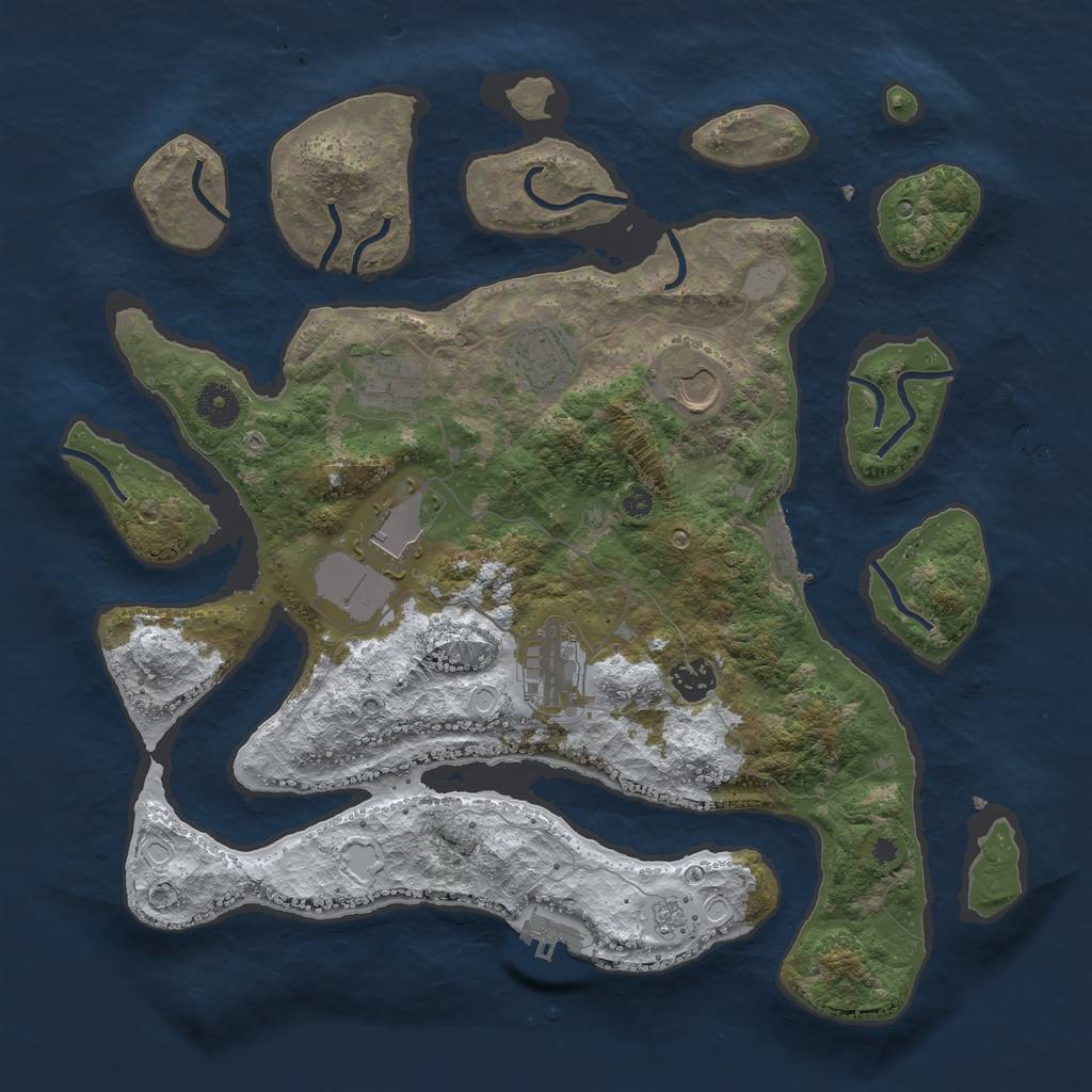 Rust Map: Procedural Map, Size: 3800, Seed: 1525256, 14 Monuments