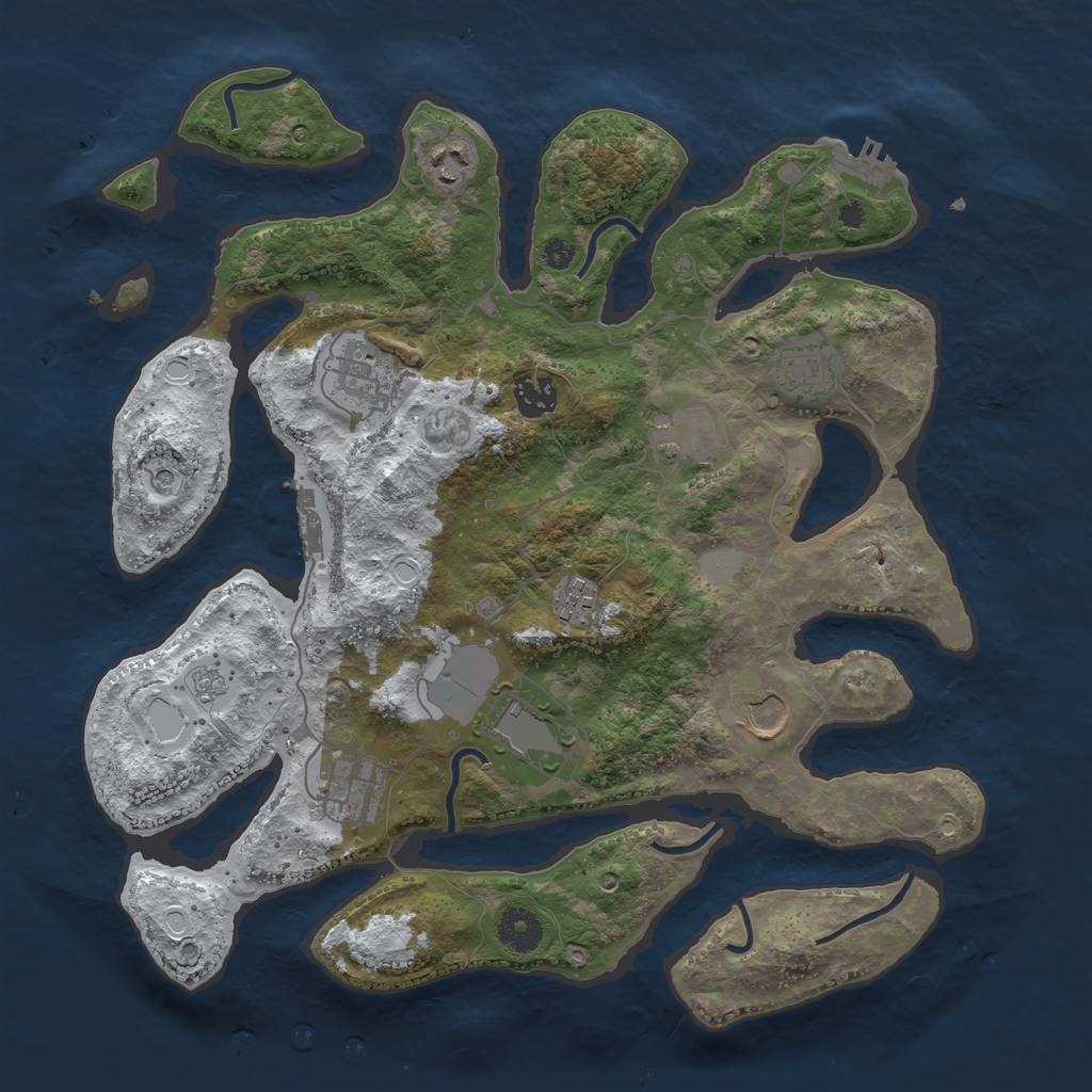 Rust Map: Procedural Map, Size: 3700, Seed: 6018507, 18 Monuments
