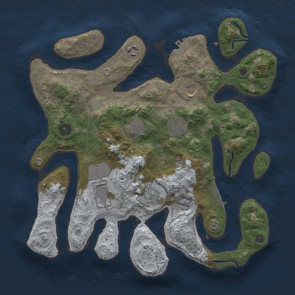 Rust Map: Procedural Map, Size: 3500, Seed: 6177663, 16 Monuments