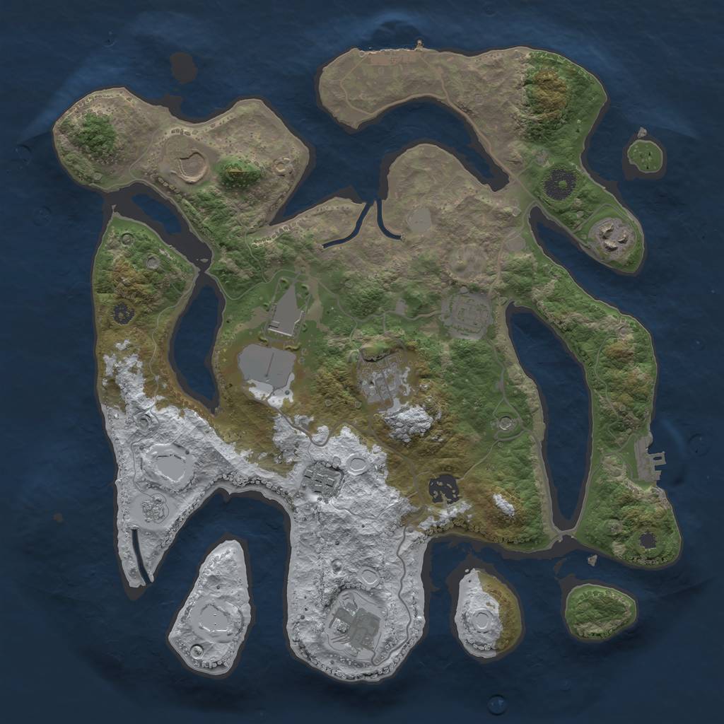 Rust Map: Procedural Map, Size: 3500, Seed: 4554181, 17 Monuments