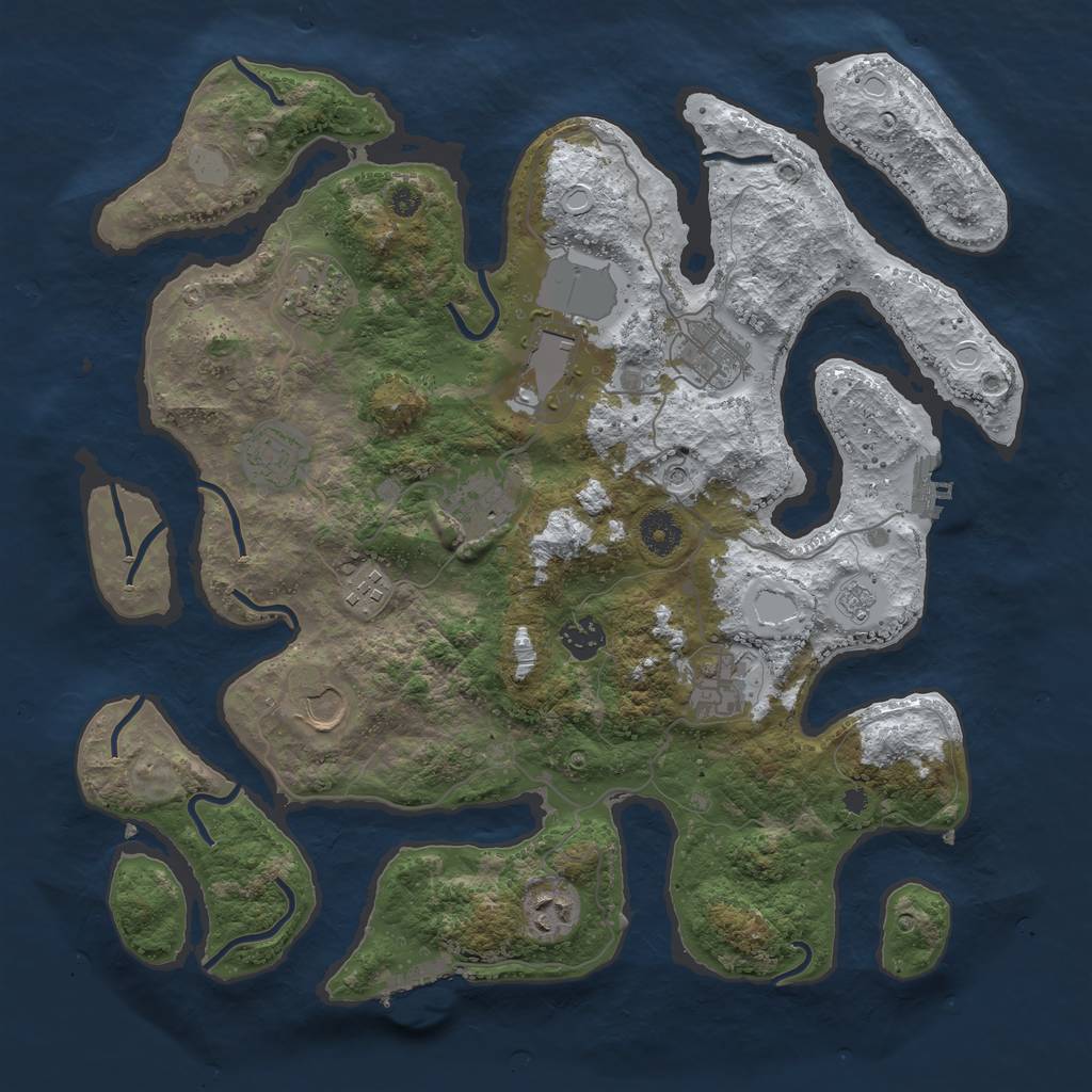 Rust Map: Procedural Map, Size: 3800, Seed: 3231509, 19 Monuments