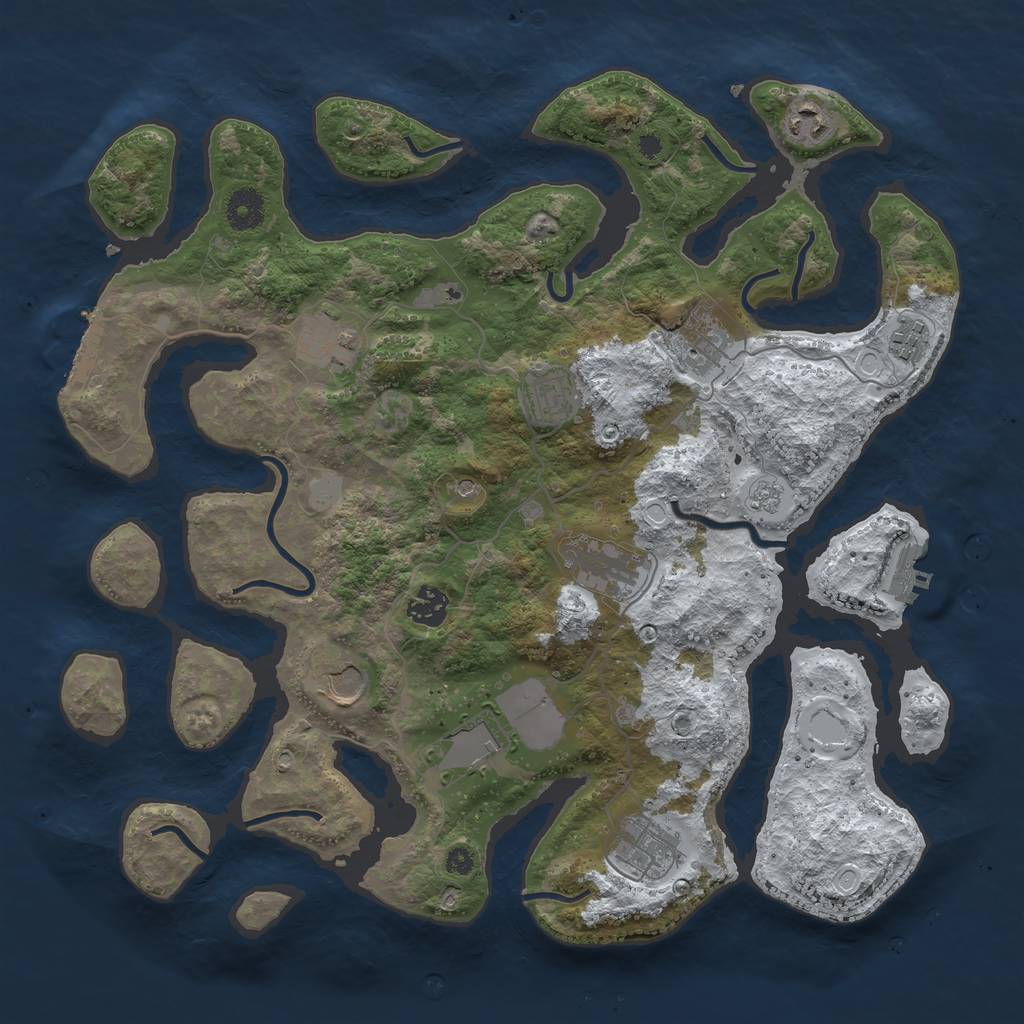 Rust Map: Procedural Map, Size: 3800, Seed: 4684869, 19 Monuments