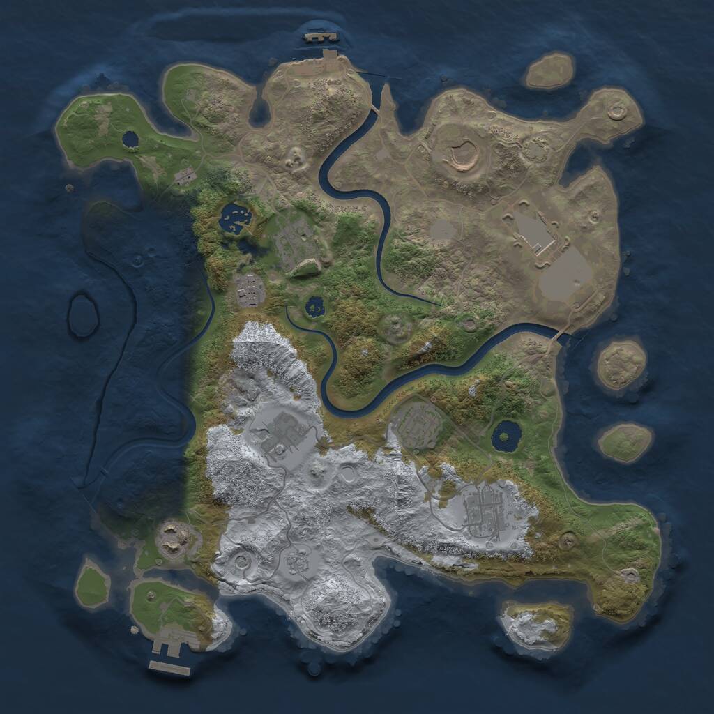 Rust Map: Procedural Map, Size: 3500, Seed: 4069088, 15 Monuments