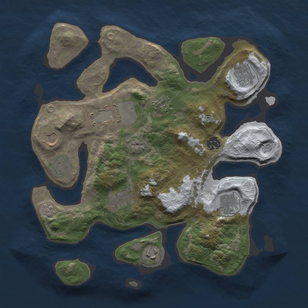 Rust Map: Barren, Size: 3500, Seed: 1808481022, 13 Monuments
